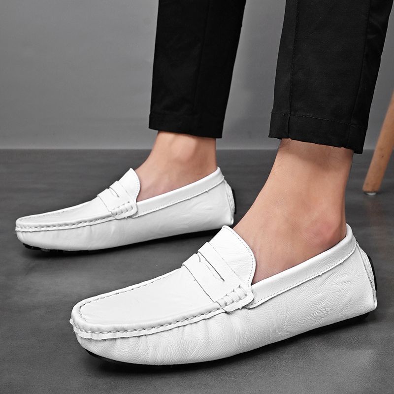 Big Size Men's Casual Loafers Slip On Leather Shoes Comfortable Lightweight Driving Shoes Male Moccasins Classic Penny Loafer Flats Boat Shoes Outdoor Walking Shoes