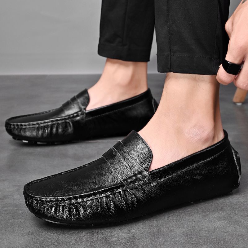 Big Size Men's Casual Loafers Slip On Leather Shoes Comfortable Lightweight Driving Shoes Male Moccasins Classic Penny Loafer Flats Boat Shoes Outdoor Walking Shoes