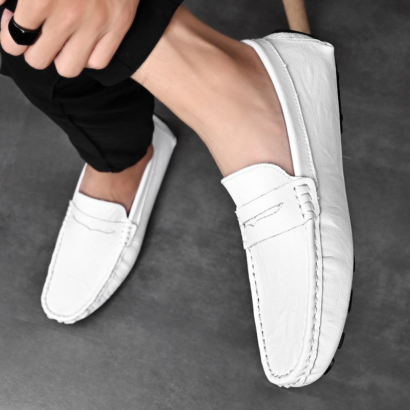 Big Size Men's Casual Loafers Slip On Leather Shoes Comfortable Lightweight Driving Shoes Male Moccasins Classic Penny Loafer Flats Boat Shoes Outdoor Walking Shoes