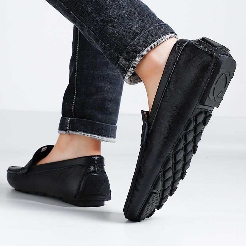 Big Size Men's Casual Loafers Slip On Leather Shoes Comfortable Lightweight Driving Shoes Male Moccasins Classic Penny Loafer Flats Boat Shoes Outdoor Walking Shoes