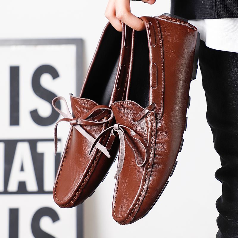 Men's Casual Loafers Slip On Leather Shoes Male Lightweight Driving Shoes Moccasins Classic Penny Loafer Flats Boat Shoes