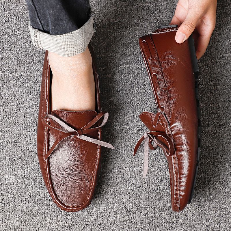 Men's Casual Loafers Slip On Leather Shoes Male Lightweight Driving Shoes Moccasins Classic Penny Loafer Flats Boat Shoes
