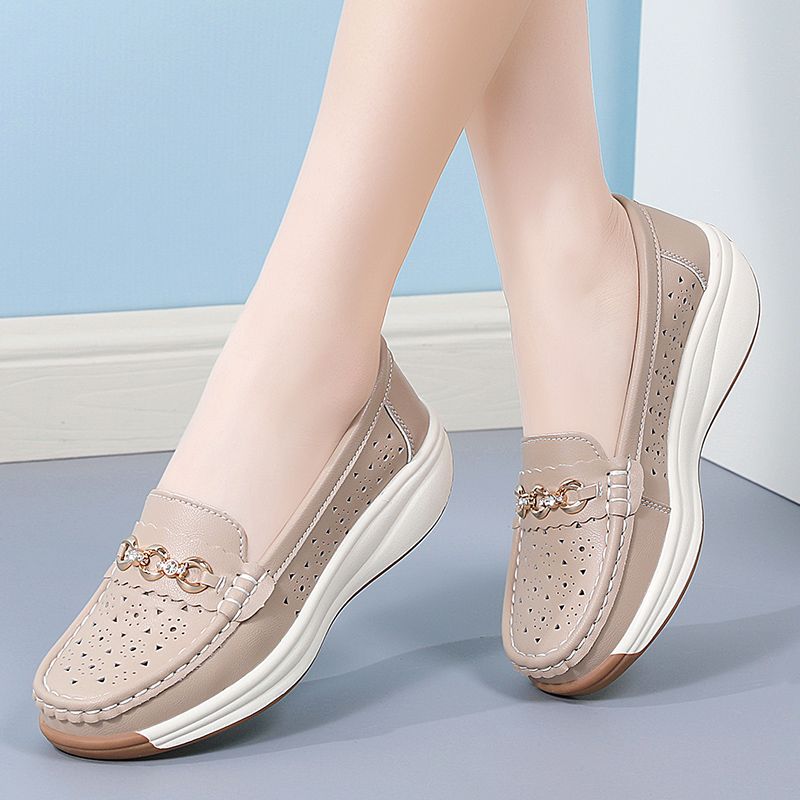 Women's Casual Loafers Slip On Leather Shoes Lightweight Walking Shoes Moccasins Classic Penny Loafer Flats Boat Shoes
