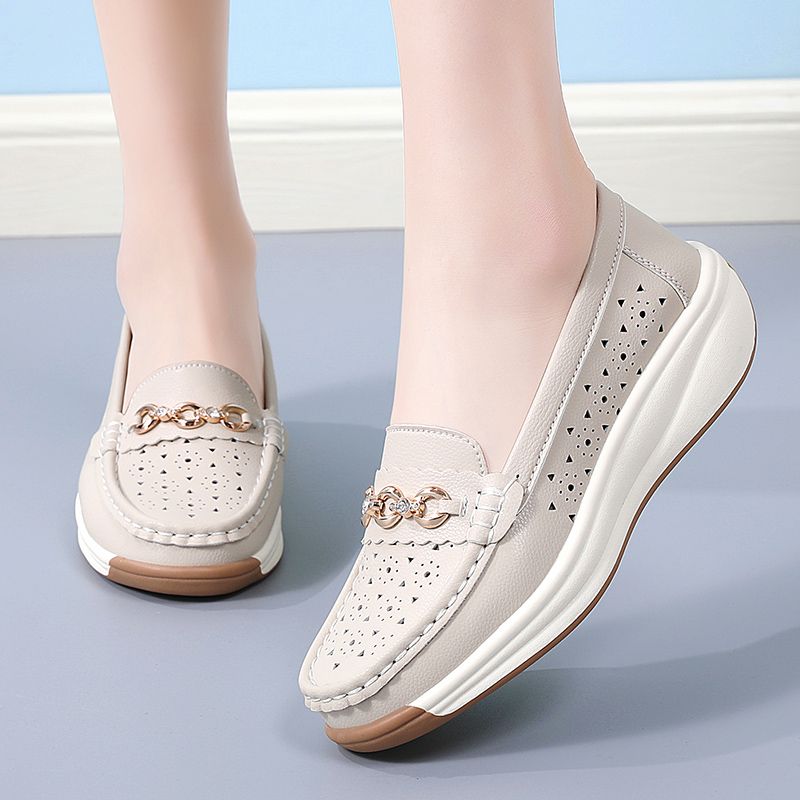Women's Casual Loafers Slip On Leather Shoes Lightweight Walking Shoes Moccasins Classic Penny Loafer Flats Boat Shoes