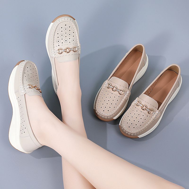 Women's Casual Loafers Slip On Leather Shoes Lightweight Walking Shoes Moccasins Classic Penny Loafer Flats Boat Shoes