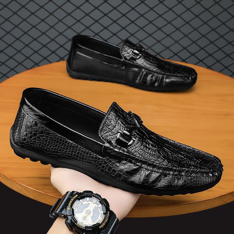 Men's Casual Loafers Slip On Leather Shoes Comfortable Lightweight Driving Shoes Male Moccasins Classic Penny Loafer Flats Boat Shoes Outdoor Walking Shoes