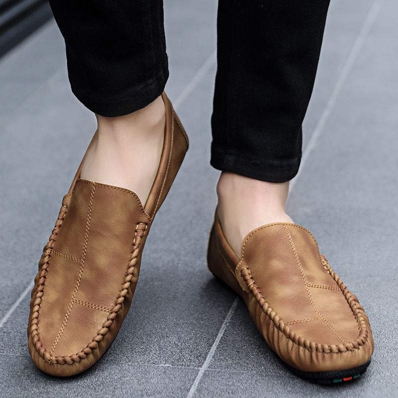 Men's Casual Loafers Slip On Leather Shoes Comfortable Lightweight Driving Shoes Male Moccasins Classic Penny Loafer Flats Boat Shoes Outdoor Walking Shoes