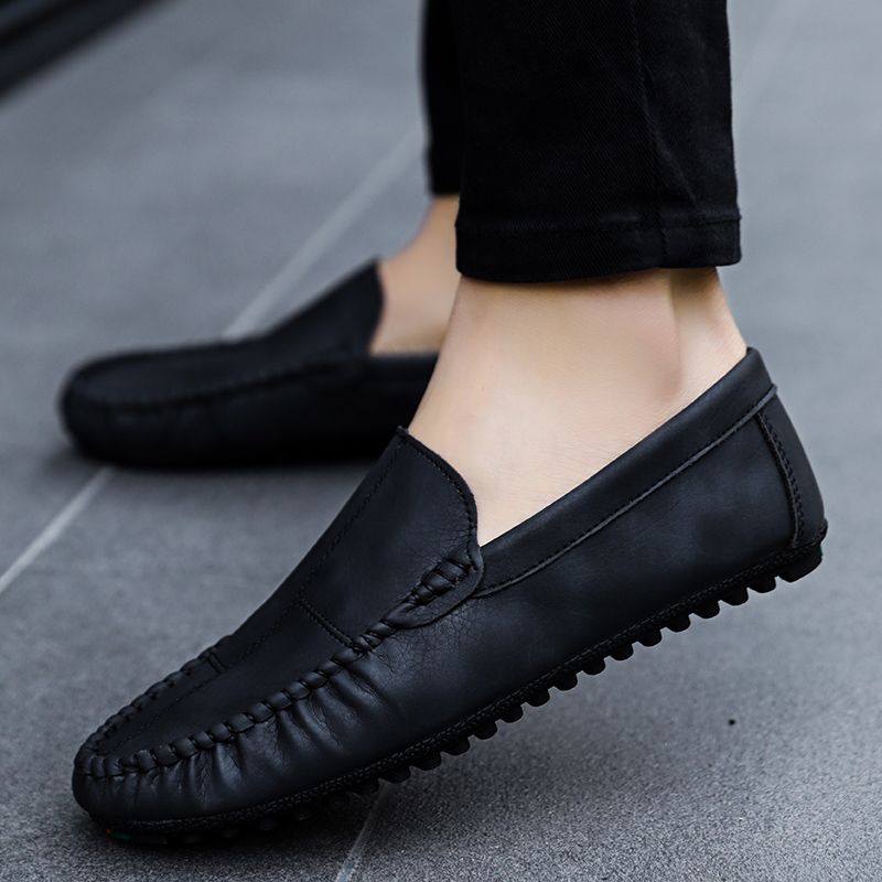 Men's Casual Loafers Slip On Leather Shoes Comfortable Lightweight Driving Shoes Male Moccasins Classic Penny Loafer Flats Boat Shoes Outdoor Walking Shoes