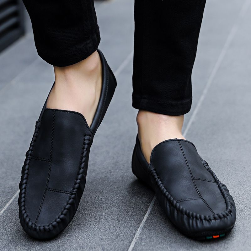 Men's Casual Loafers Slip On Leather Shoes Comfortable Lightweight Driving Shoes Male Moccasins Classic Penny Loafer Flats Boat Shoes Outdoor Walking Shoes