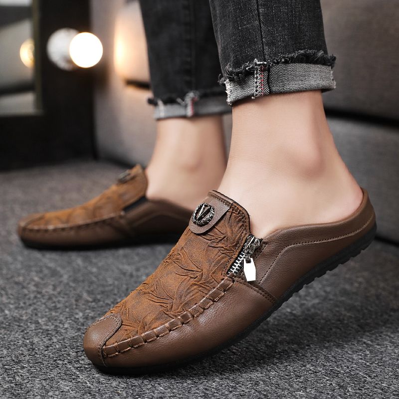 Men's Casual Loafers Slip On Leather Shoes Comfortable Driving Shoes Male Moccasins Classic Penny Loafer Flats Boat Shoes Slippers