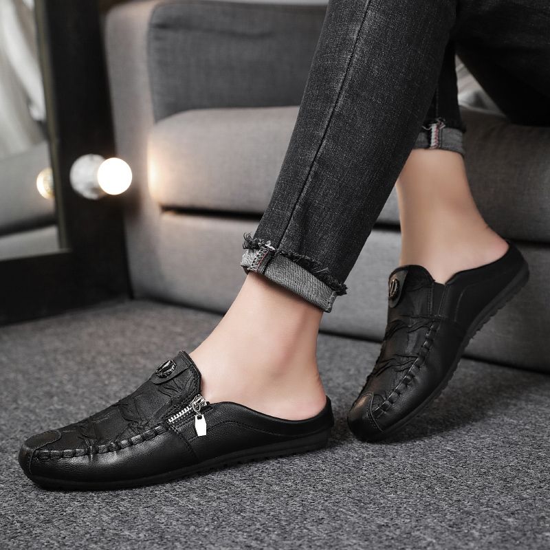 Men's Casual Loafers Slip On Leather Shoes Comfortable Driving Shoes Male Moccasins Classic Penny Loafer Flats Boat Shoes Slippers