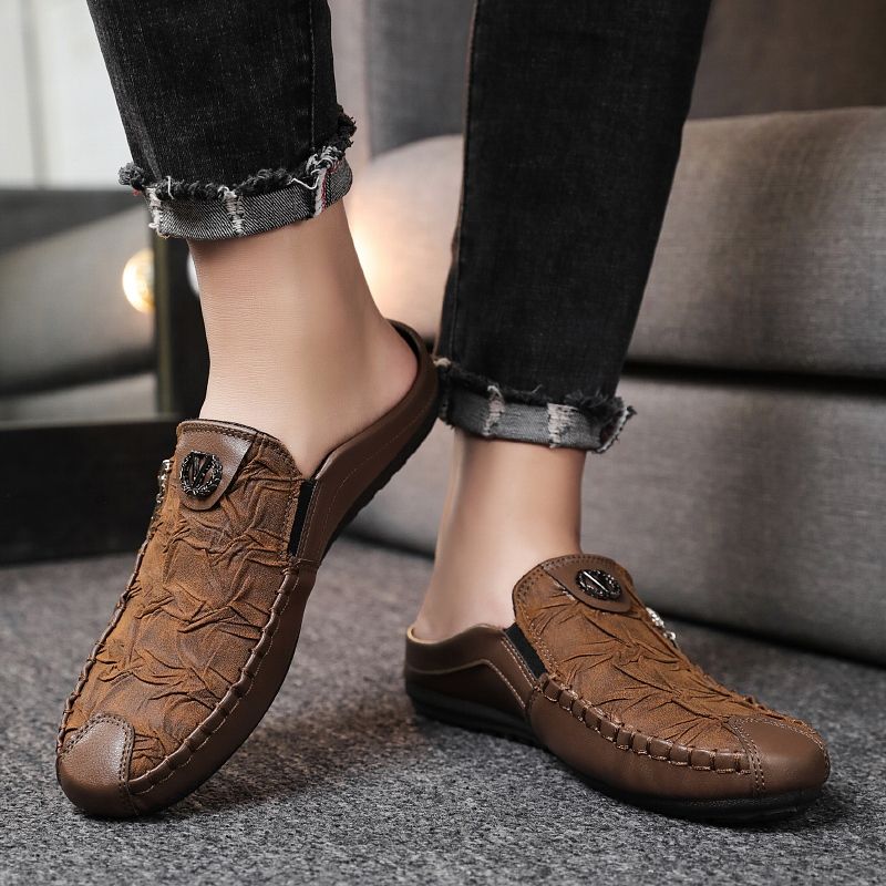 Men's Casual Loafers Slip On Leather Shoes Comfortable Driving Shoes Male Moccasins Classic Penny Loafer Flats Boat Shoes Slippers