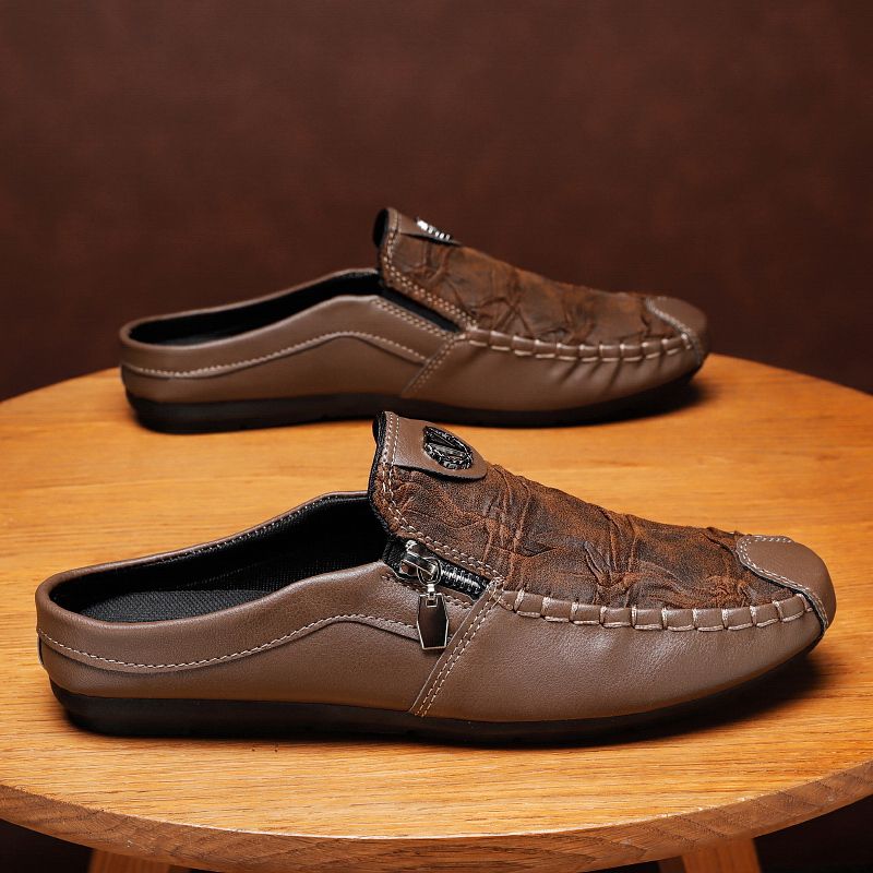 Men's Casual Loafers Slip On Leather Shoes Comfortable Driving Shoes Male Moccasins Classic Penny Loafer Flats Boat Shoes Slippers