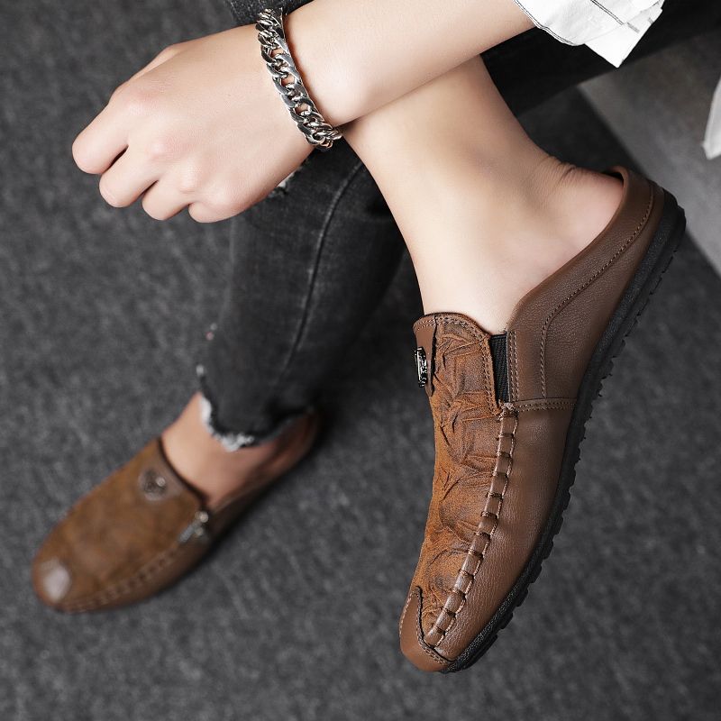 Men's Casual Loafers Slip On Leather Shoes Comfortable Driving Shoes Male Moccasins Classic Penny Loafer Flats Boat Shoes Slippers