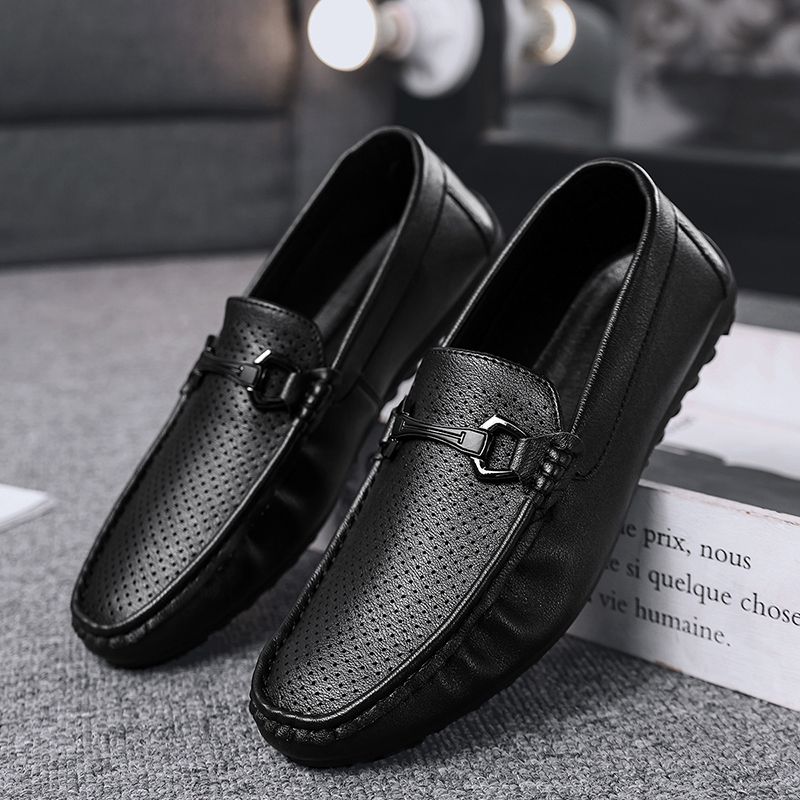 Men's Casual Loafers Slip On Leather Shoes Comfortable Lightweight Driving Shoes Male Moccasins Classic Penny Loafer Flats Boat Shoes Outdoor Walking Shoes