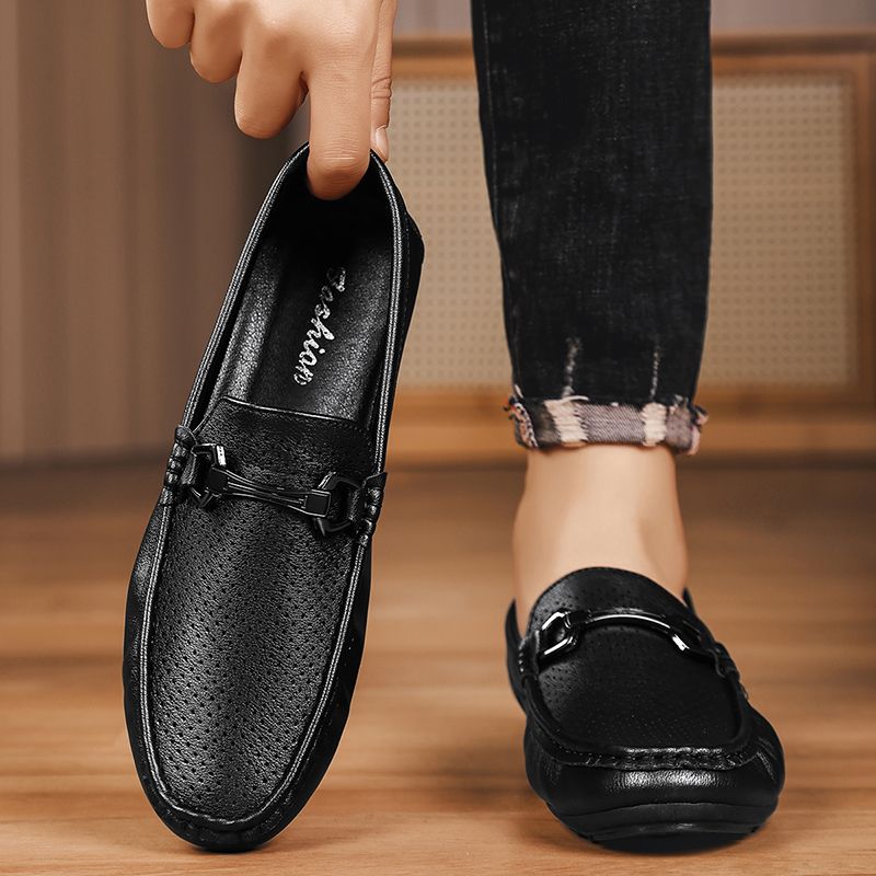 Men's Casual Loafers Slip On Leather Shoes Comfortable Lightweight Driving Shoes Male Moccasins Classic Penny Loafer Flats Boat Shoes Outdoor Walking Shoes