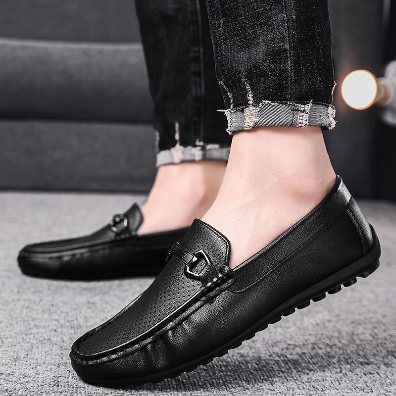 Men's Casual Loafers Slip On Leather Shoes Comfortable Lightweight Driving Shoes Male Moccasins Classic Penny Loafer Flats Boat Shoes Outdoor Walking Shoes