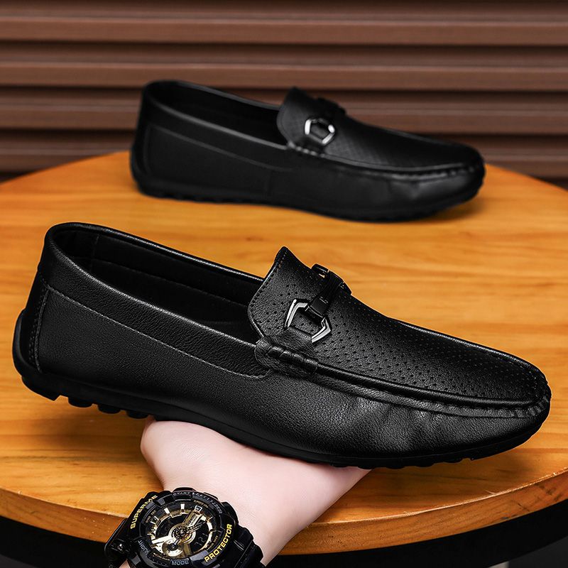 Men's Casual Loafers Slip On Leather Shoes Comfortable Lightweight Driving Shoes Male Moccasins Classic Penny Loafer Flats Boat Shoes Outdoor Walking Shoes