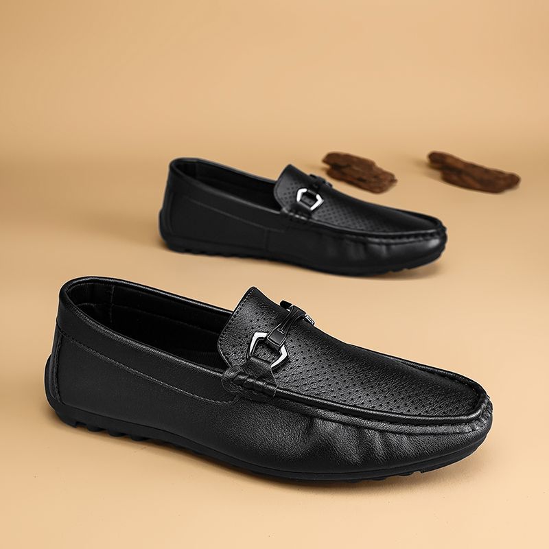 Men's Casual Loafers Slip On Leather Shoes Comfortable Lightweight Driving Shoes Male Moccasins Classic Penny Loafer Flats Boat Shoes Outdoor Walking Shoes