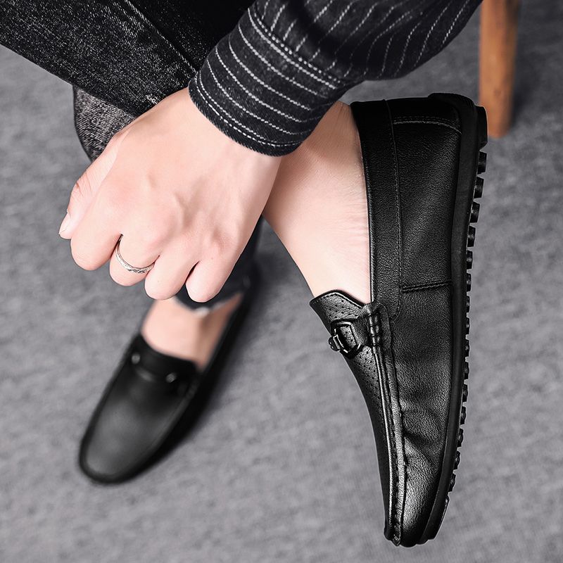 Men's Casual Loafers Slip On Leather Shoes Comfortable Lightweight Driving Shoes Male Moccasins Classic Penny Loafer Flats Boat Shoes Outdoor Walking Shoes