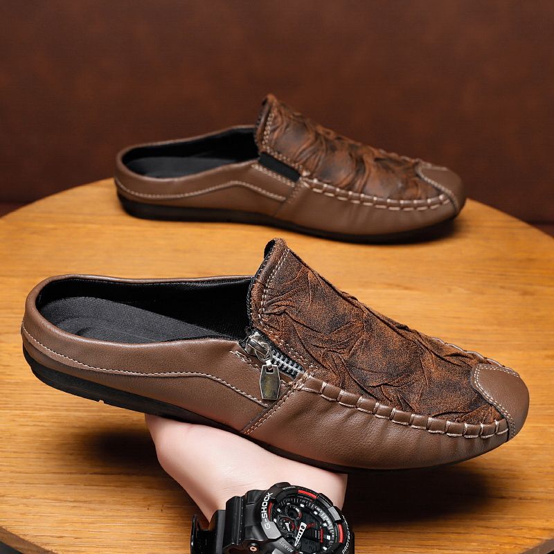 Men's Casual Loafers Slip On Leather Shoes Comfortable Driving Shoes Male Moccasins Classic Penny Loafer Flats Boat Shoes Slippers
