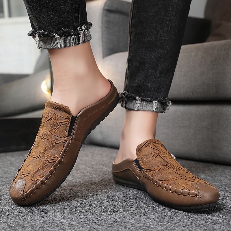 Men's Casual Loafers Slip On Leather Shoes Comfortable Driving Shoes Male Moccasins Classic Penny Loafer Flats Boat Shoes Slippers