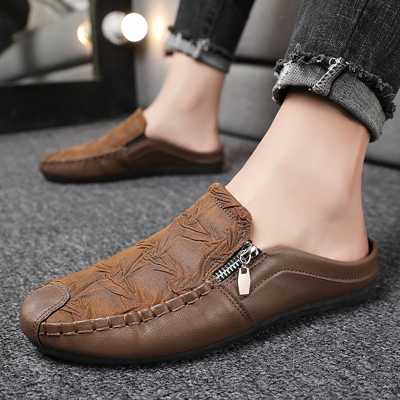 Men's Casual Loafers Slip On Leather Shoes Comfortable Driving Shoes Male Moccasins Classic Penny Loafer Flats Boat Shoes Slippers