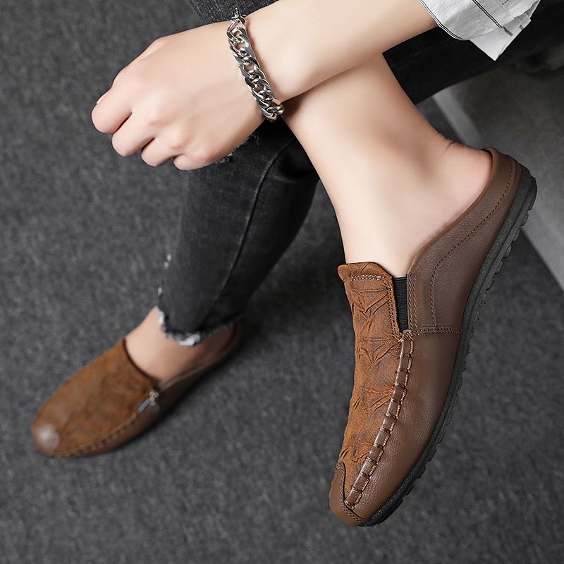 Men's Casual Loafers Slip On Leather Shoes Comfortable Driving Shoes Male Moccasins Classic Penny Loafer Flats Boat Shoes Slippers