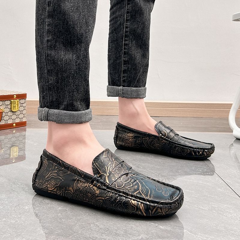 Men's Casual Loafers Slip On Leather Shoes Male Lightweight Driving Shoes Moccasins Classic Penny Loafer Flats Boat Shoes Walking Shoes