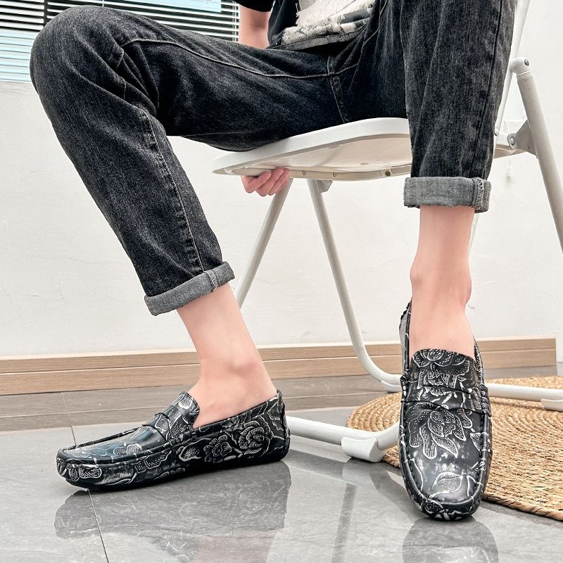 Men's Casual Loafers Slip On Leather Shoes Male Lightweight Driving Shoes Moccasins Classic Penny Loafer Flats Boat Shoes Walking Shoes