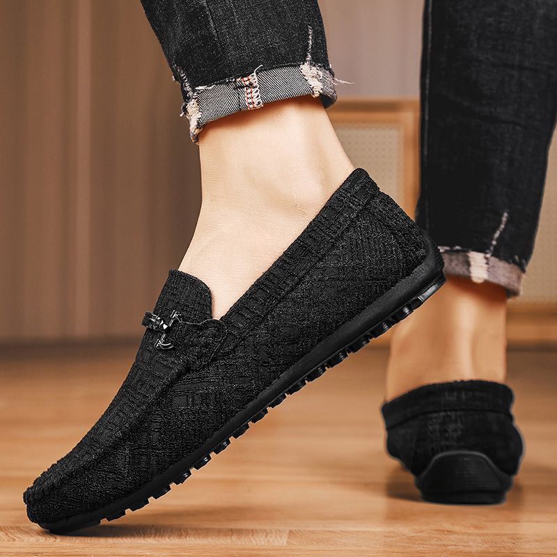 New Men's Casual Canvas Loafers Slip On Breathable Flats Boat Shoes Driving Shoes Moccasins Casual Walking Shoes