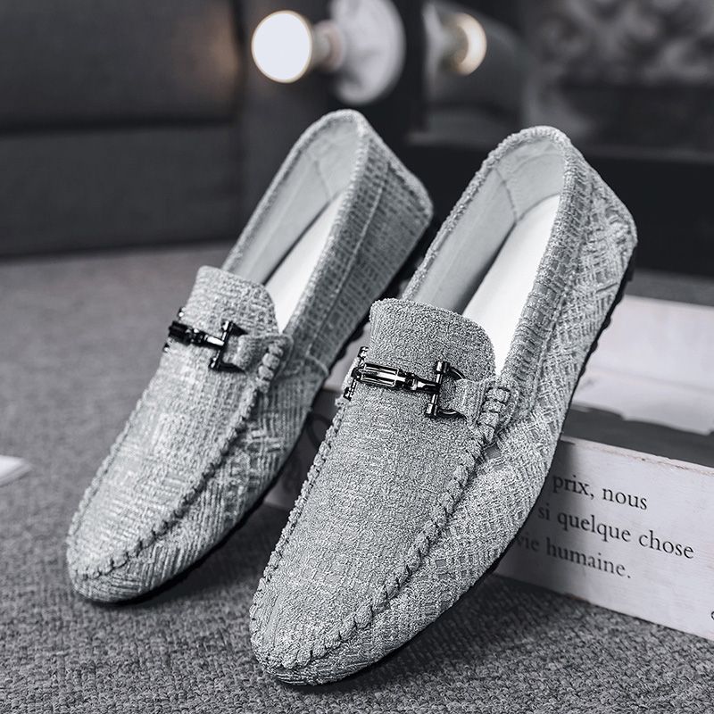 New Men's Casual Canvas Loafers Slip On Breathable Flats Boat Shoes Driving Shoes Moccasins Casual Walking Shoes
