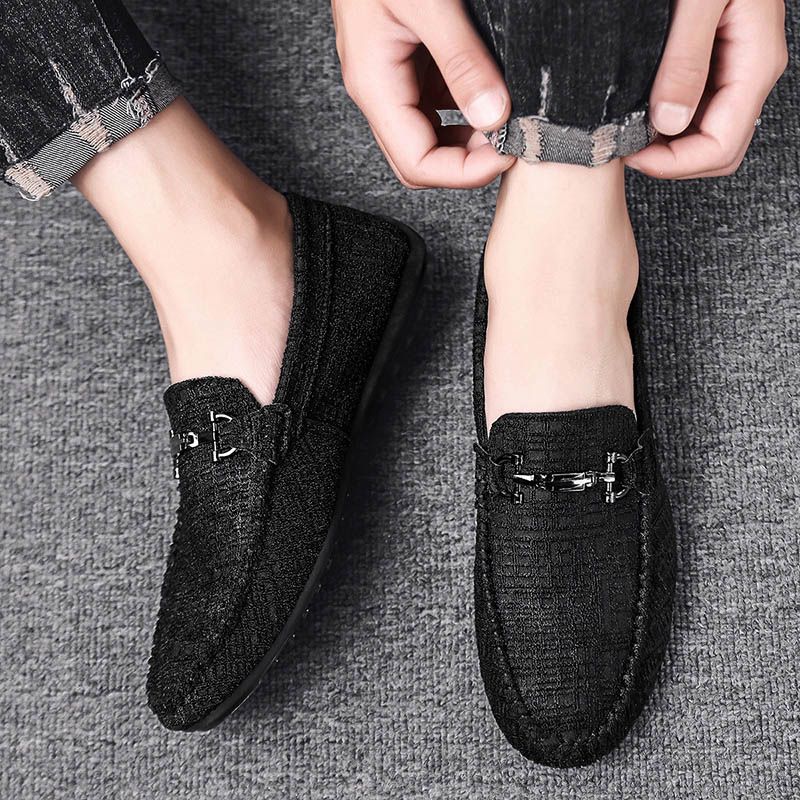 New Men's Casual Canvas Loafers Slip On Breathable Flats Boat Shoes Driving Shoes Moccasins Casual Walking Shoes