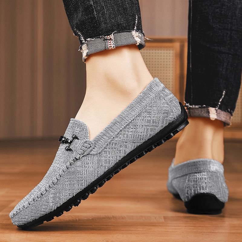 New Men's Casual Canvas Loafers Slip On Breathable Flats Boat Shoes Driving Shoes Moccasins Casual Walking Shoes