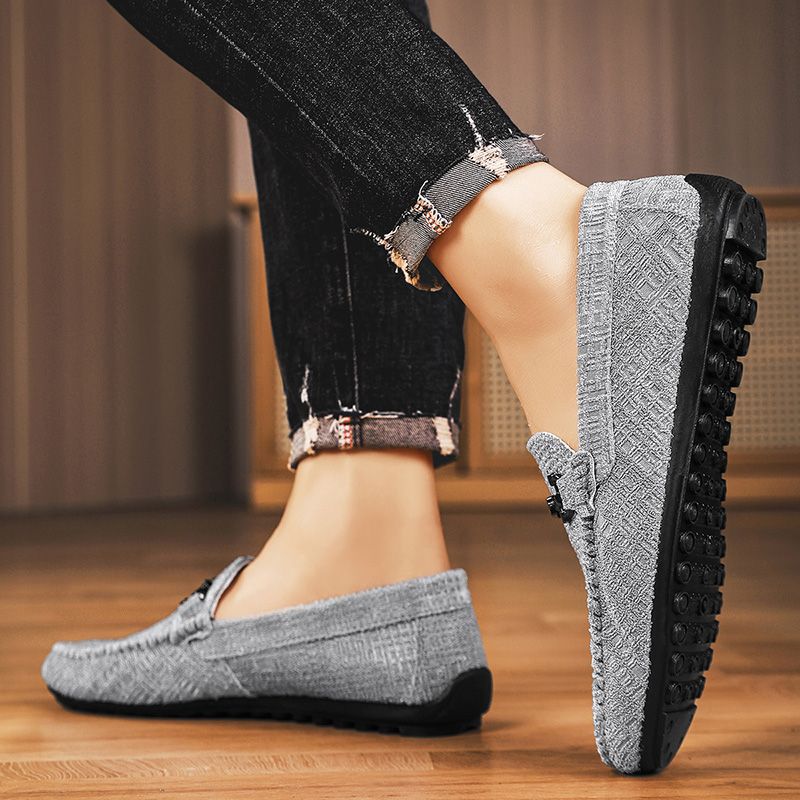 New Men's Casual Canvas Loafers Slip On Breathable Flats Boat Shoes Driving Shoes Moccasins Casual Walking Shoes