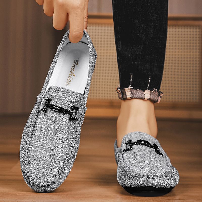 New Men's Casual Canvas Loafers Slip On Breathable Flats Boat Shoes Driving Shoes Moccasins Casual Walking Shoes