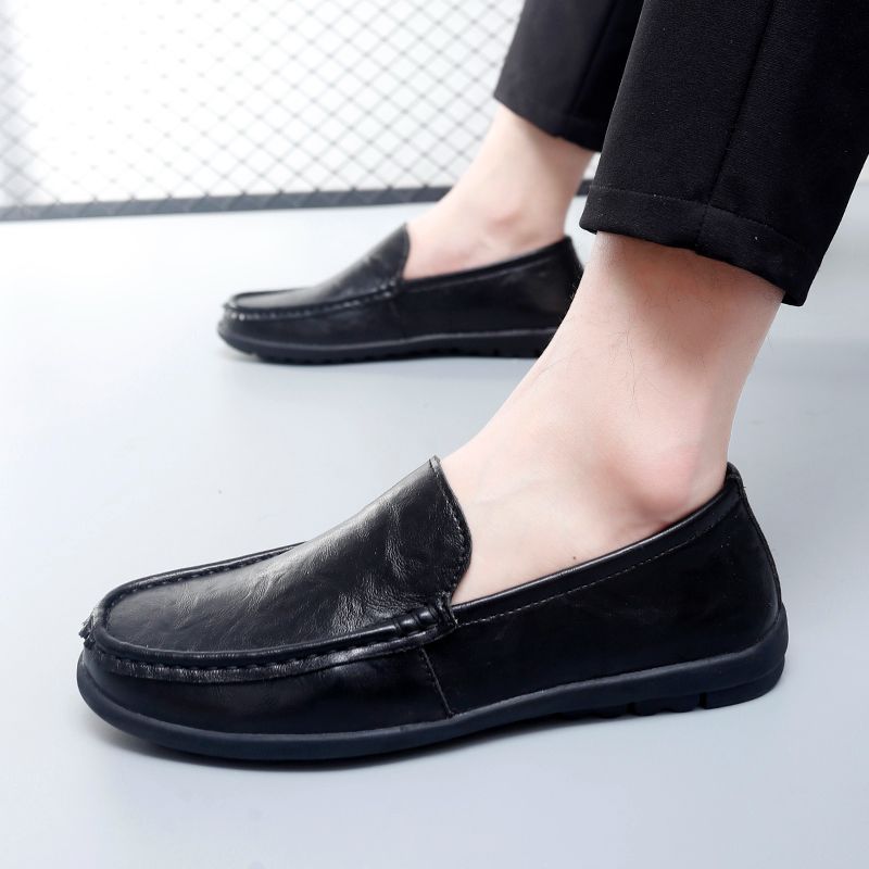 Big Size Men's Casual Loafers Slip On Leather Shoes Comfortable Lightweight Driving Shoes Male Moccasins Classic Penny Loafer Flats Boat Shoes Outdoor Walking Shoes