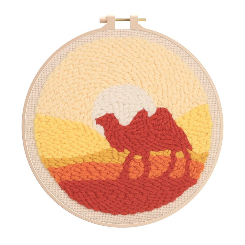 1PC Punch Needle Embroidery Starter Kits, Rug Hooking Kit for Kids and Adults Beginners, Handcraft Punch Needle Kits with Embroidery Hoops, Animal and Flowers Pattern