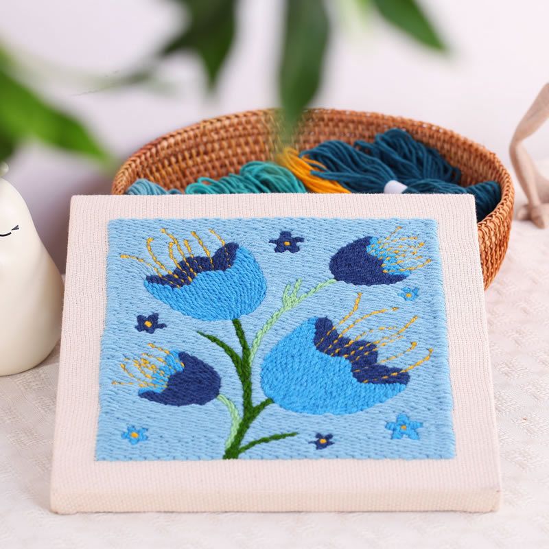 1PC Punch Needle Embroidery Starter Kits, Rug Hooking Kit for Kids and Adults Beginners, Handcraft Punch Needle Kits with Embroidery Hoops, Wild Flowers Pattern