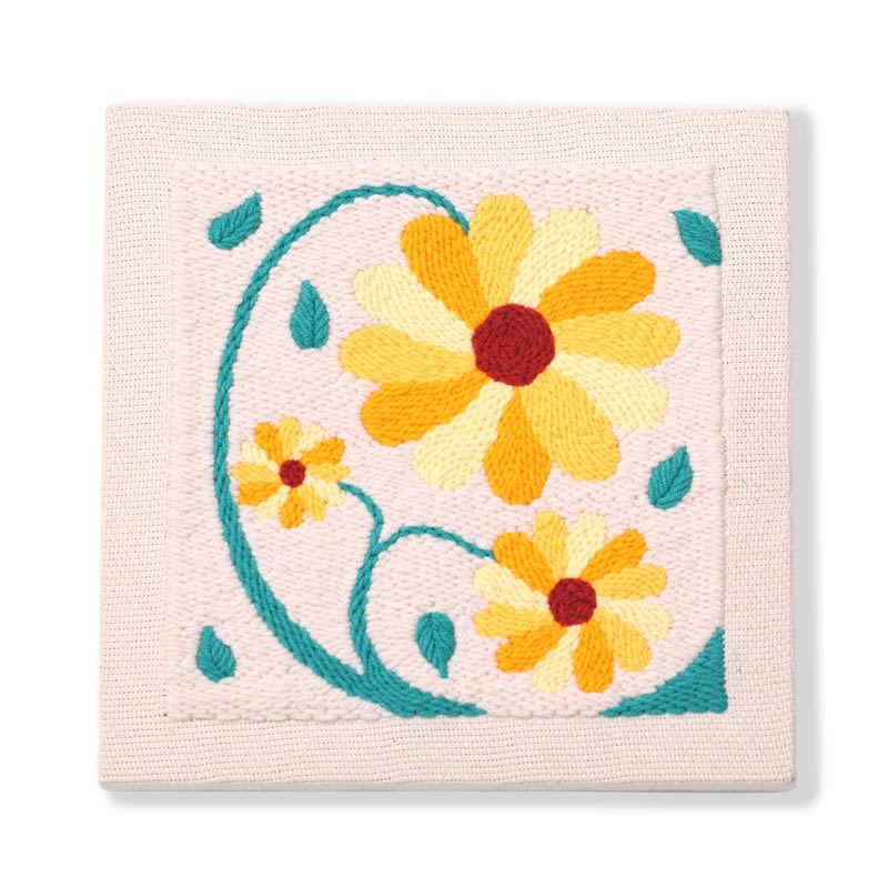 1PC Punch Needle Embroidery Starter Kits, Rug Hooking Kit for Kids and Adults Beginners, Handcraft Punch Needle Kits with Embroidery Hoops, Wild Flowers Pattern