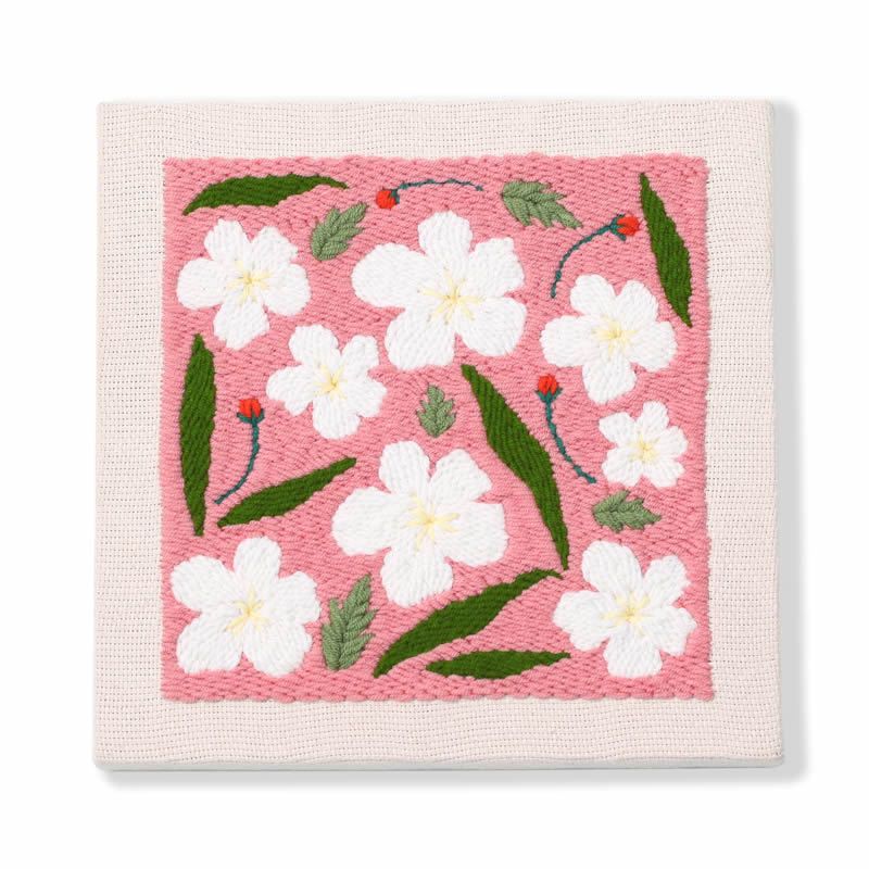 1PC Punch Needle Embroidery Starter Kits, Rug Hooking Kit for Kids and Adults Beginners, Handcraft Punch Needle Kits with Embroidery Hoops, Wild Flowers Pattern