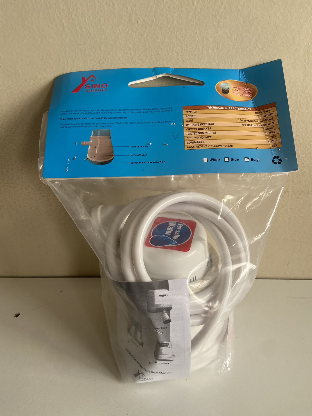 SINO Hot Water Shower For Fresh/Salty Water 3 Temperature SINO Instant Shower Electric Water Heater is the ideal option for a relaxing and economic bath