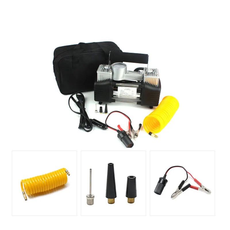 Dual-Cylinder Mechanical Watch Multifunctional Tyre Inlator Portable High-Power Double Compressor Car Air Pump 12V 150 PSI