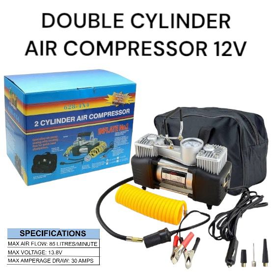 Dual-Cylinder Mechanical Watch Multifunctional Tyre Inlator Portable High-Power Double Compressor Car Air Pump 12V 150 PSI