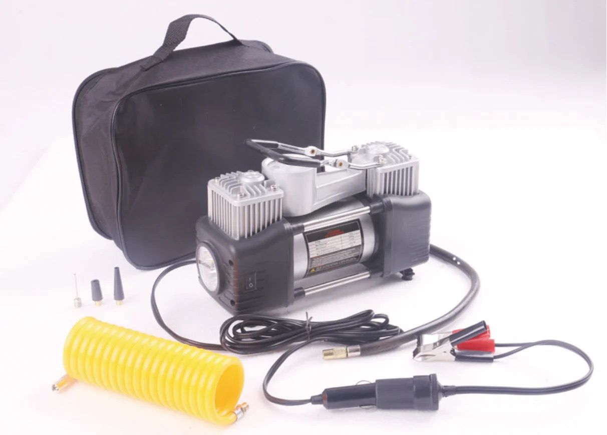 Dual-Cylinder Mechanical Watch Multifunctional Tyre Inlator Portable High-Power Double Compressor Car Air Pump 12V 150 PSI