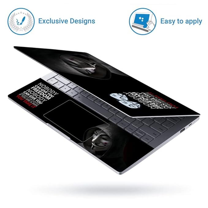 Premium Vinyl HD Printed Full Panel Laptop Skin/Sticker/Stretchable Vinyl/Cover Laptops Up to 15.6 inch No Residue, Bubble Free  Hacker Anonymous Red Spot Face.