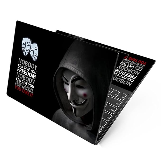 Premium Vinyl HD Printed Full Panel Laptop Skin/Sticker/Stretchable Vinyl/Cover Laptops Up to 15.6 inch No Residue, Bubble Free  Hacker Anonymous Red Spot Face.