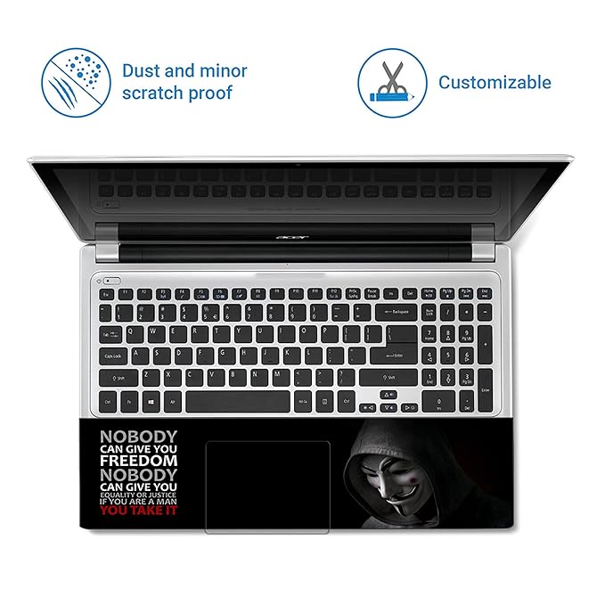 Premium Vinyl HD Printed Full Panel Laptop Skin/Sticker/Stretchable Vinyl/Cover Laptops Up to 15.6 inch No Residue, Bubble Free  Hacker Anonymous Red Spot Face.