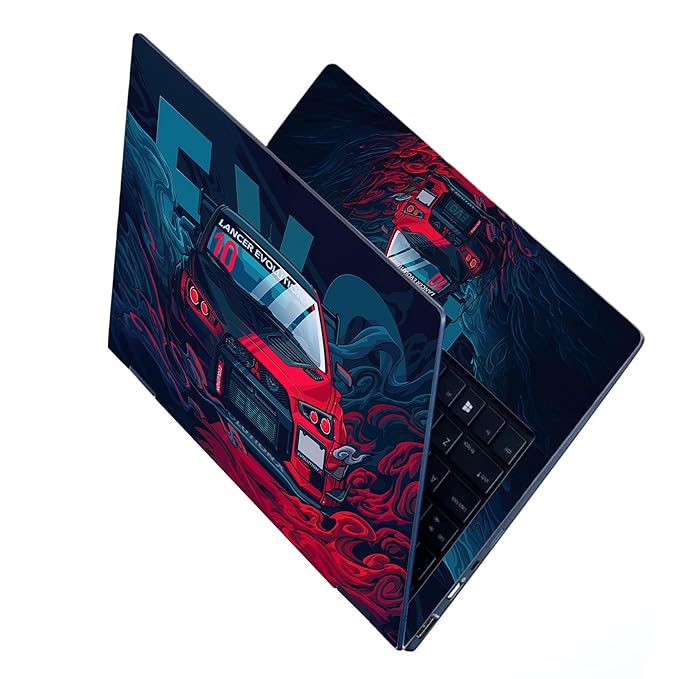 Arts Full Body Laptop Skins Sticker Laminated HD Quality Vinyl fits Upto 15.6 inches Compatible with Dell, Lenovo, Acer, HP, Asus - Lancer EVO-Self-Adhesive.