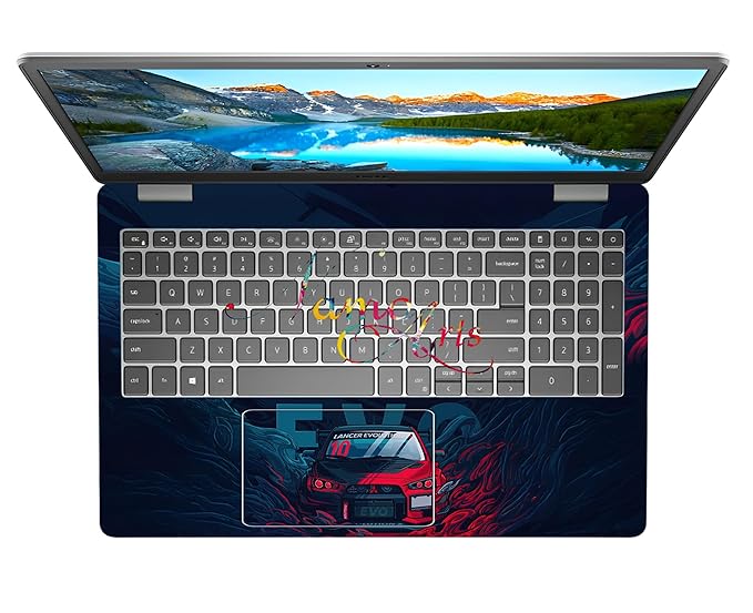 Arts Full Body Laptop Skins Sticker Laminated HD Quality Vinyl fits Upto 15.6 inches Compatible with Dell, Lenovo, Acer, HP, Asus - Lancer EVO-Self-Adhesive.